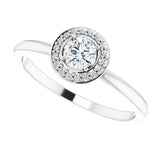 14K Gold Round Natural Diamond Halo-Style Ring - White Gold - view 5