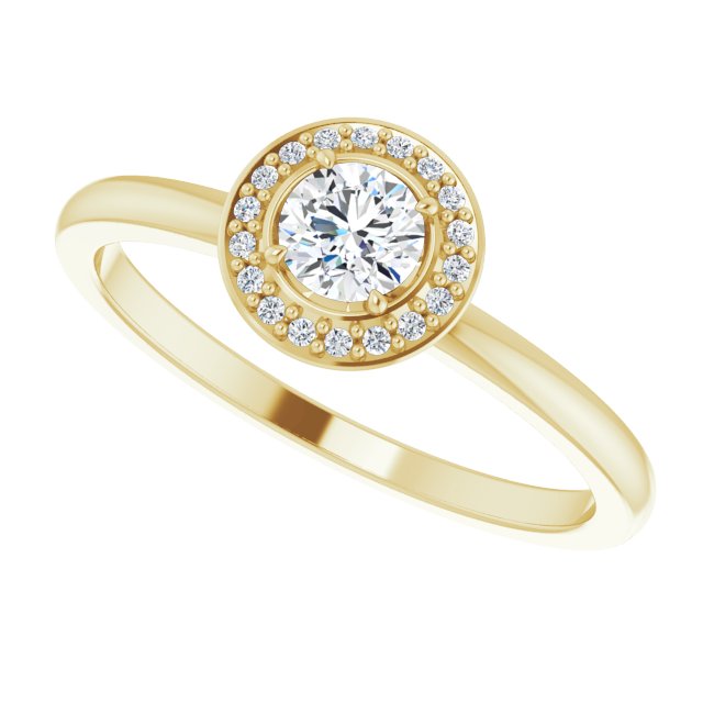 14K Gold Round Natural Diamond Halo-Style Ring - Yellow Gold - view 5