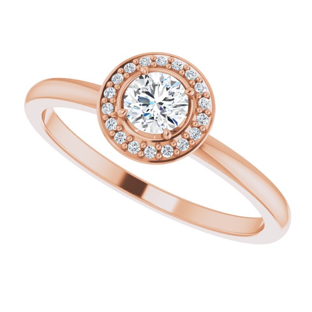 14K Gold Round Natural Diamond Halo-Style Ring - Rose Gold - view 5