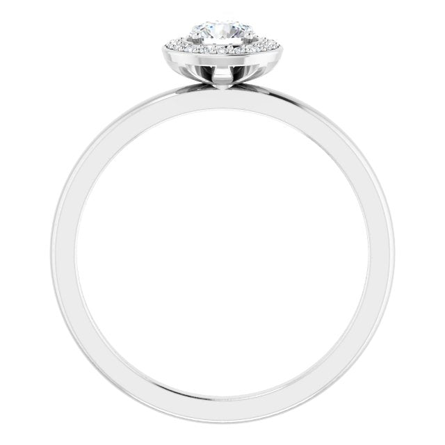14K Gold Round Natural Diamond Halo-Style Ring - White Gold - view 2