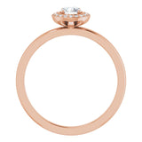 14K Gold Round Natural Diamond Halo-Style Ring - Rose Gold - view 2