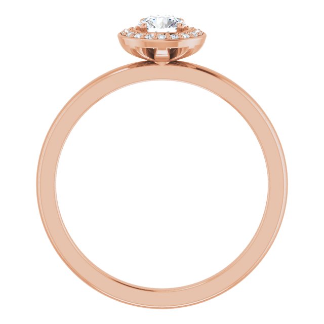 14K Gold Round Natural Diamond Halo-Style Ring - Rose Gold - view 2