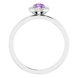 Platinum Round Natural Amethyst Halo-Style Ring - view 2