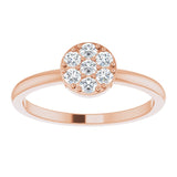 14K Gold Round Natural Diamond Stackable Cluster Ring - Rose Gold - view 3