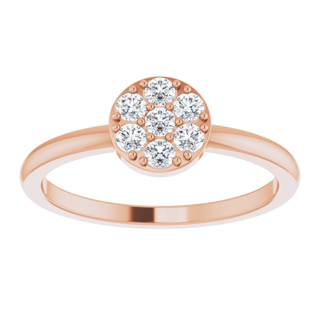 14K Gold Round Natural Diamond Stackable Cluster Ring - Rose Gold - view 3