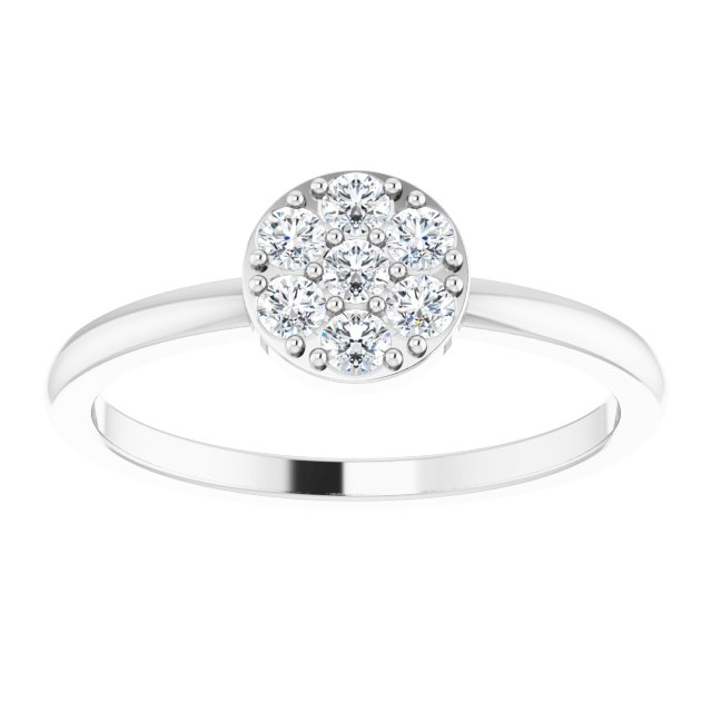 Platinum Round Natural Diamond Stackable Cluster Ring - view 3