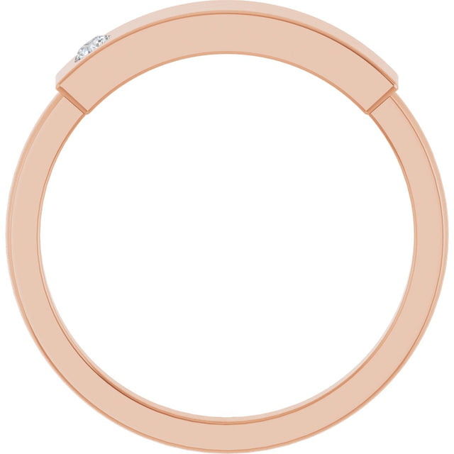 14K Gold Round Natural Diamond Engravable Stackable Family Signet Ring - Rose Gold - view 3