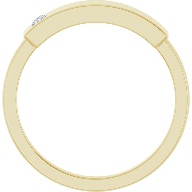 14K Gold Round Natural Diamond Engravable Stackable Family Signet Ring - Yellow Gold - view 2