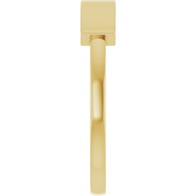 14K Gold Round Natural Diamond Engravable Stackable Family Signet Ring - Yellow Gold - view 4