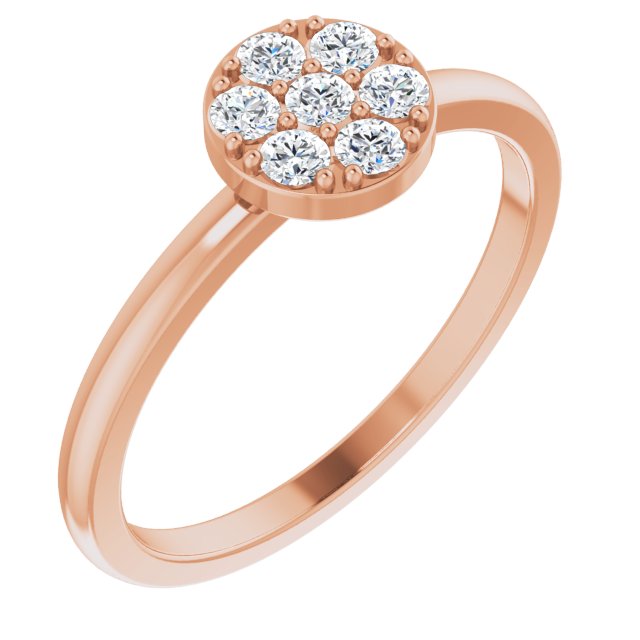 14K Gold Round Natural Diamond Stackable Cluster Ring - Rose Gold