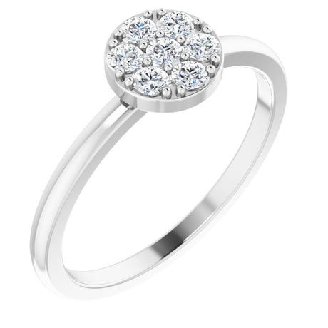 Platinum Round Natural Diamond Stackable Cluster Ring