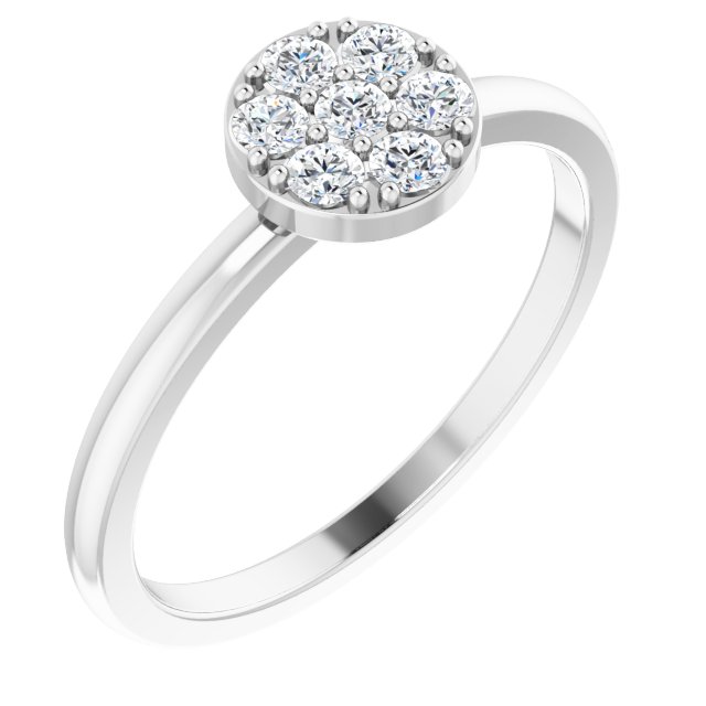 Platinum Round Natural Diamond Stackable Cluster Ring
