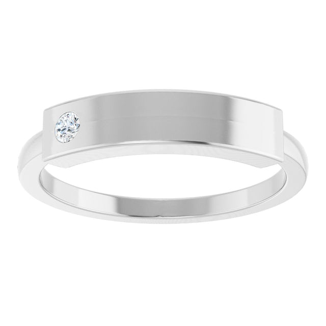 Platinum Round Natural Diamond Engravable Stackable Family Signet Ring - view 3