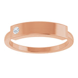 14K Gold Round Natural Diamond Engravable Stackable Family Signet Ring - Rose Gold - view 4