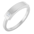 Platinum Round Natural Diamond Engravable Stackable Family Signet Ring