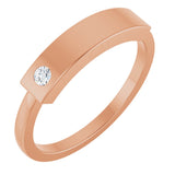 14K Gold Round Natural Diamond Engravable Stackable Family Signet Ring - Rose Gold