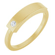 14K Gold Round Natural Diamond Engravable Stackable Family Signet Ring - Yellow Gold