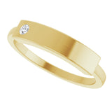14K Gold Round Natural Diamond Engravable Stackable Family Signet Ring - Yellow Gold - view 5