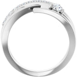 14K Gold Round Natural Diamond Accented Freeform Ring – 3.5mm Stones - view 2