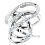 14K Gold Round Natural Diamond Freeform Ring - White Gold - view 5