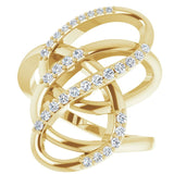 14K Gold Round Natural Diamond Freeform Ring - Yellow Gold - view 5
