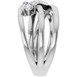 Platinum Round Natural Diamond Accented Freeform Ring – 3.5mm Stones - view 4