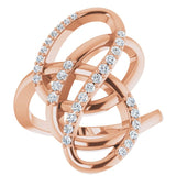14K Gold Round Natural Diamond Freeform Ring - Rose Gold - view 4