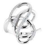 14K Gold Round Natural Diamond Freeform Ring - White Gold - view 4