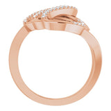 14K Gold Round Natural Diamond Freeform Ring - Rose Gold - view 2