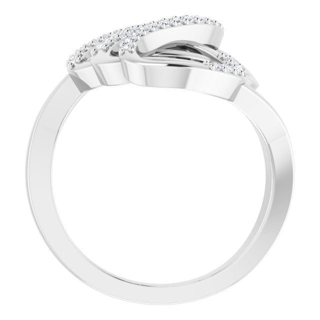 Platinum Round Natural Diamond Freeform Ring - view 2