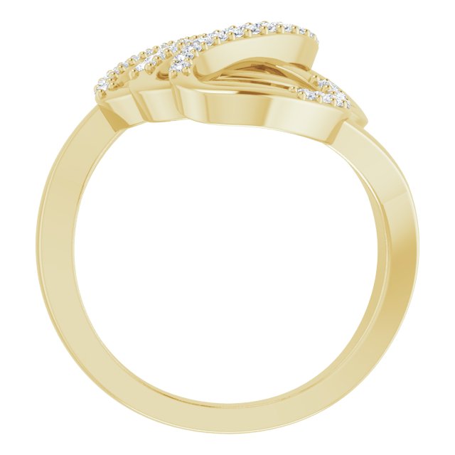 14K Gold Round Natural Diamond Freeform Ring - Yellow Gold - view 2
