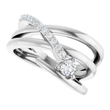 Platinum Round Natural Diamond Accented Freeform Ring – 3.5mm Stones - view 5