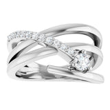 Platinum Round Natural Diamond Accented Freeform Ring – 3.5mm Stones - view 3