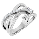 Platinum Round Natural Diamond Accented Freeform Ring – 3.5mm Stones