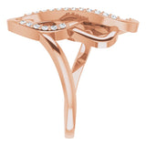 14K Gold Round Natural Diamond Freeform Ring - Rose Gold - view 3