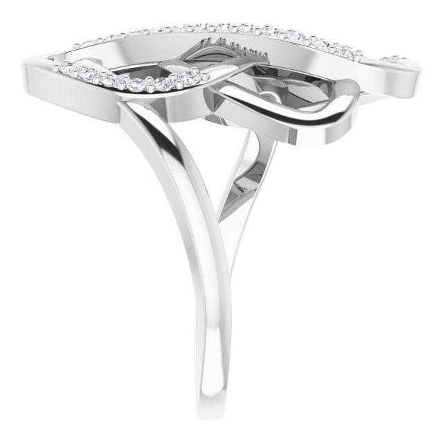 Platinum Round Natural Diamond Freeform Ring - view 3