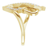 14K Gold Round Natural Diamond Freeform Ring - Yellow Gold - view 3