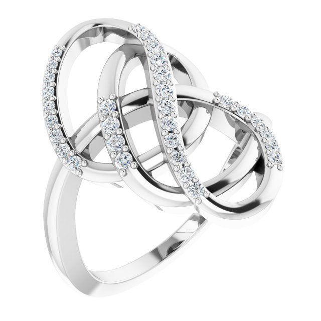 Platinum Round Natural Diamond Freeform Ring