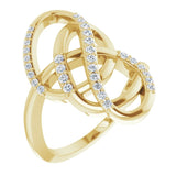 14K Gold Round Natural Diamond Freeform Ring - Yellow Gold