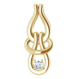 14K Gold Round Natural Diamond Solitaire Freeform Pendant – 1/10 CTW