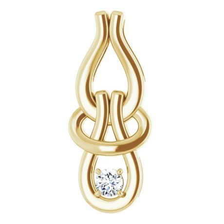 14K Gold Round Natural Diamond Solitaire Freeform Pendant – 1/10 CTW