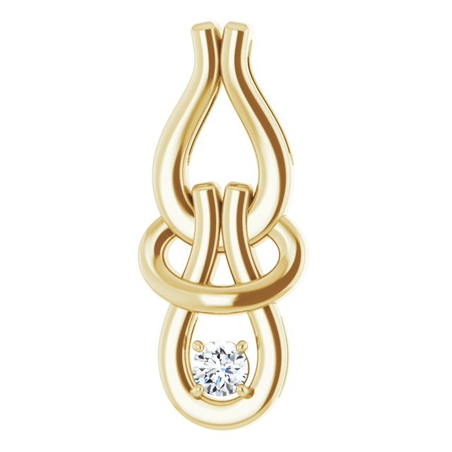 14K Gold Round Natural Diamond Solitaire Freeform Pendant – 1/10 CTW
