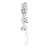 Platinum Round Natural Diamond Leaf Ring - view 4
