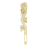 14K Gold Round Natural Diamond Leaf Ring - Yellow Gold - view 4