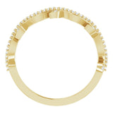 14K Gold Round Natural Diamond Leaf Ring - Yellow Gold - view 2