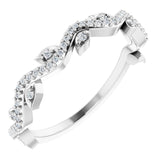 Platinum Round Natural Diamond Leaf Ring