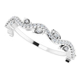14K Gold Round Natural Diamond Leaf Ring - White Gold - view 5