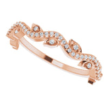 14K Gold Round Natural Diamond Leaf Ring - Rose Gold - view 5