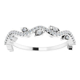 14K Gold Round Natural Diamond Leaf Ring - White Gold - view 3