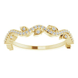 14K Gold Round Natural Diamond Leaf Ring - Yellow Gold - view 3